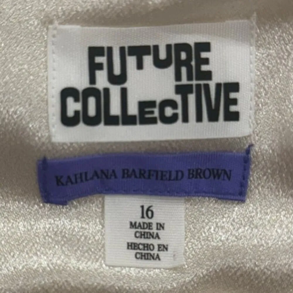 Future Collective with Kahlana Barfield Brown Bustier Corset Top Cream Size 16 - Image 6