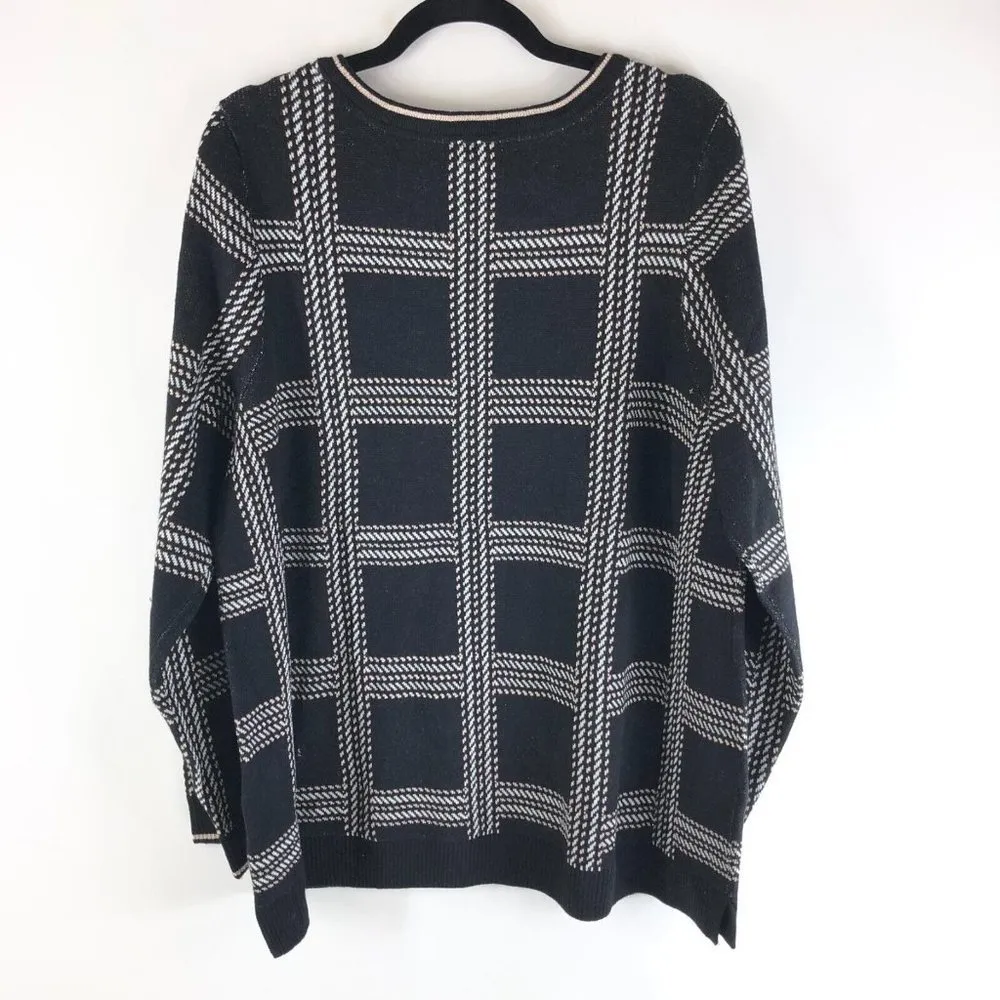 Charter Club Womens Sweater Pullover Cotton Blend Geometric Metallic Black 2X - Image 2