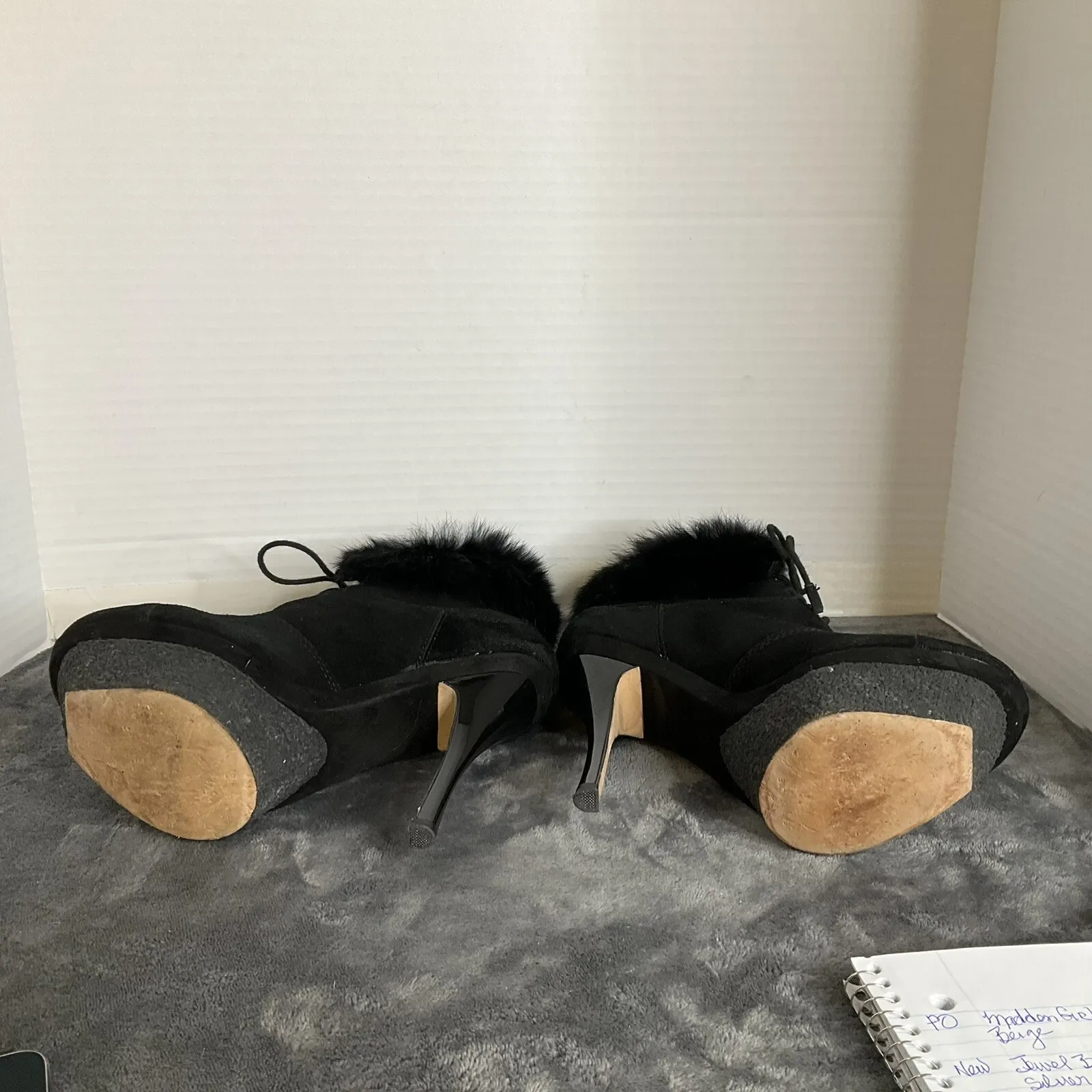 L.A.M.B Platform Suede Leather & Real Fur Booties Size 7.5‎ Gwen Stefani Booties - Image 6