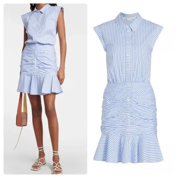 Veronica Beard Bell Bottom Ruched Striped Shirtdress - Image 2