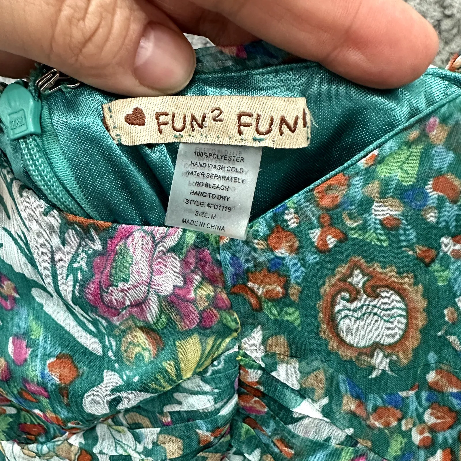 Floral Print Dress Green Sleeveless‎ Sundress Summer Casual Party Size M - Image 5