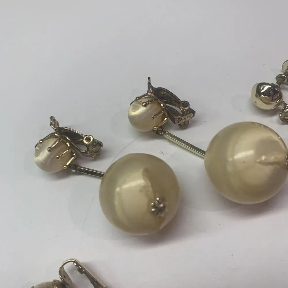 Lot Of 5 Costume Earrings Vintage Clip On Clip-on Screw On Dress up Dangle Mix - Image 11