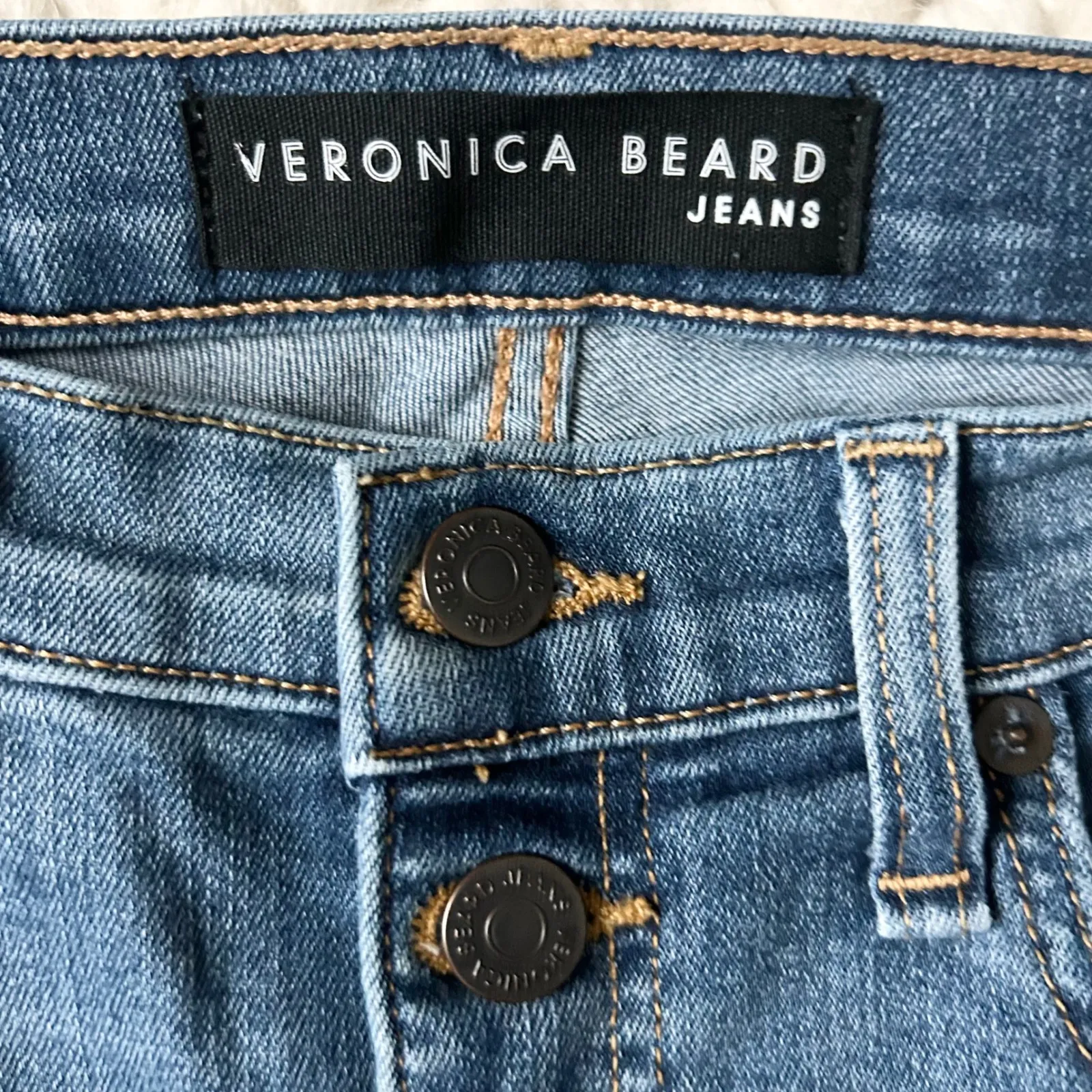 Veronica Beard  Beverly 10" Skinny Flare Jean Button Fly Dawn Medium Wash Size 30 - Image 6