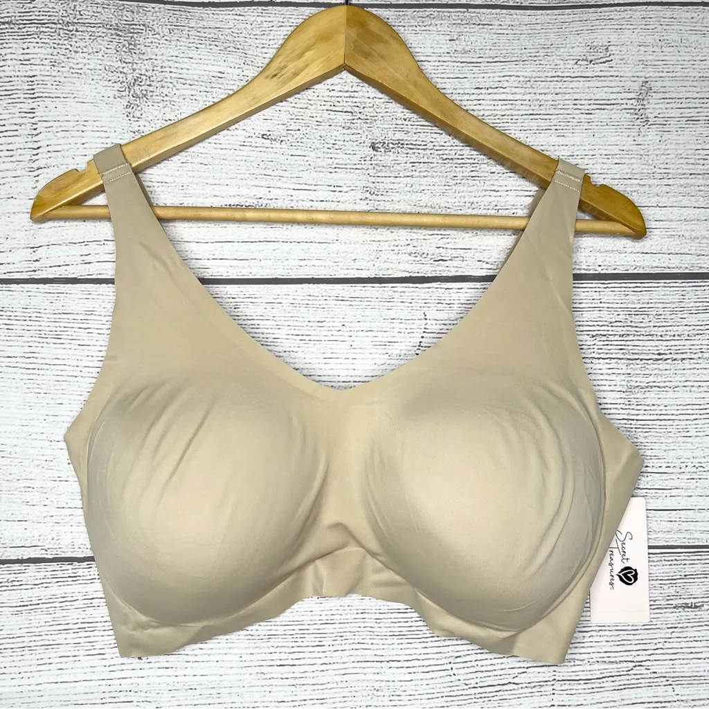 NWT Secret Treasures Wire Free Comfort Super Soft Seamless Bra Size 3X Nude Tan - Image 10