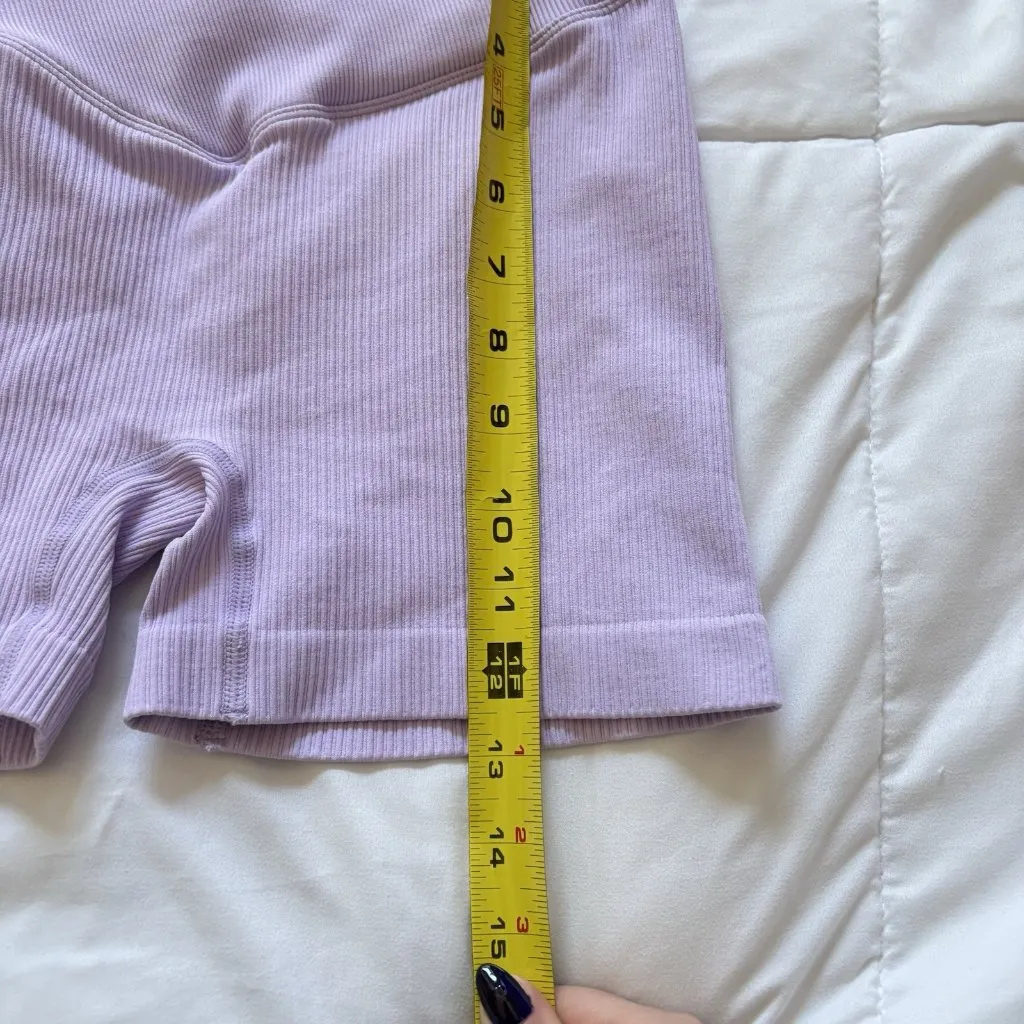 Lot Of 2 Womens Size Medium Seamless Blue Purple Shorts Activewear Nylon Spandex - Image 4