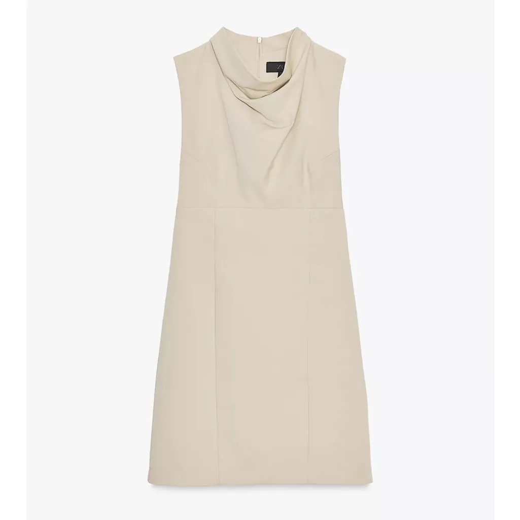 Zara NWT draped cowl neck mini dress - Image 4