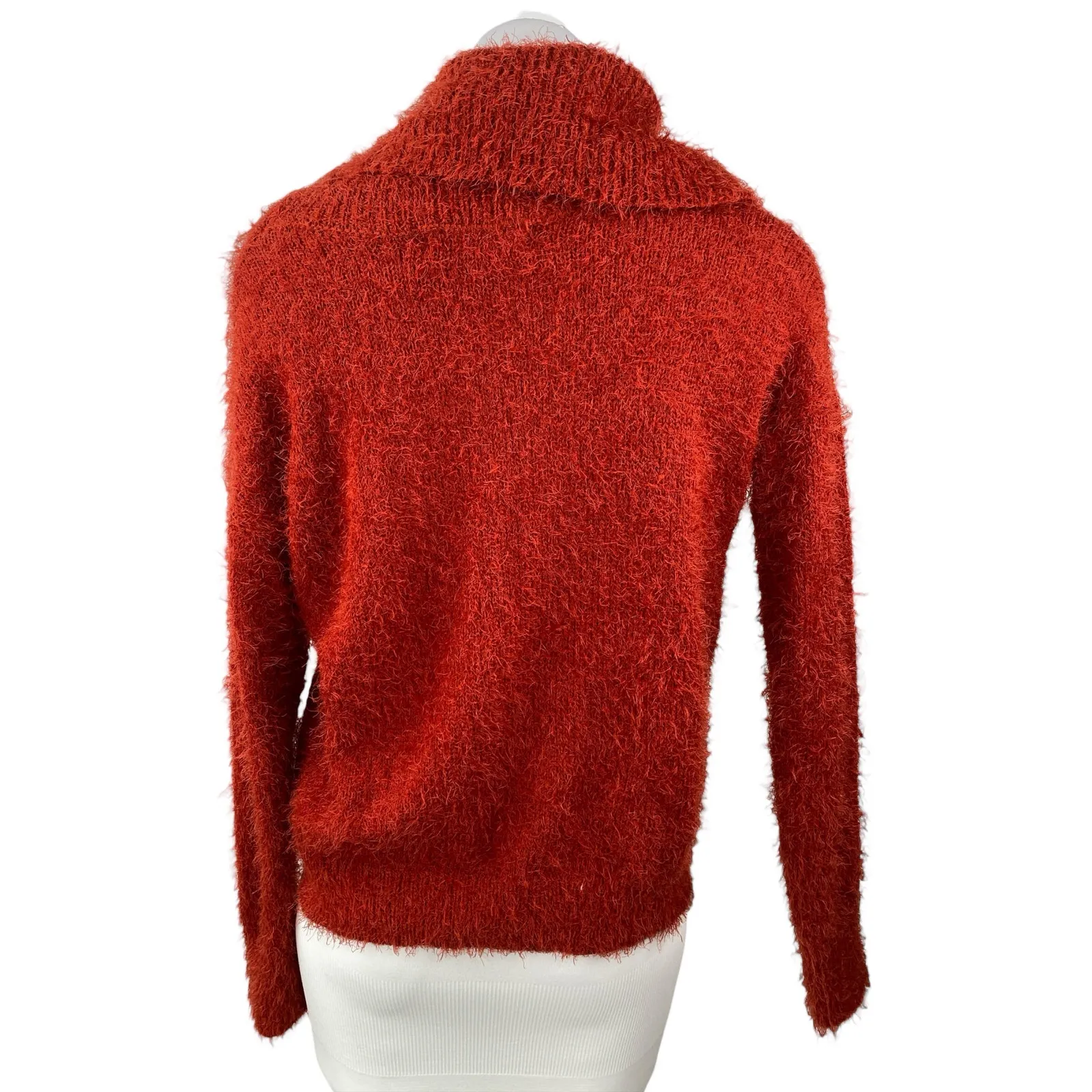 Pink Rose Women's Red Fuzzy Faux Fur Cowl Neck Long Sleeve Sweater Top Size XS - Image 2