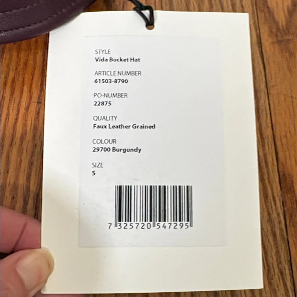 STAND STUDIO‎ Vida Bucket Hat Burgundy Faux Leather Womens S NWT Red - Image 7