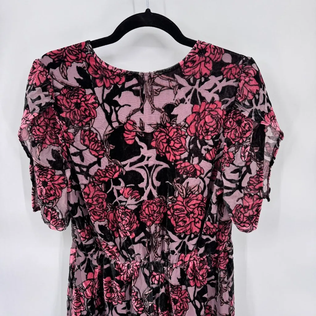 Leith Burnout‎ Velvet Whimsigoth Fairy Dress Womens Medium Black Pink Rayon - Image 7
