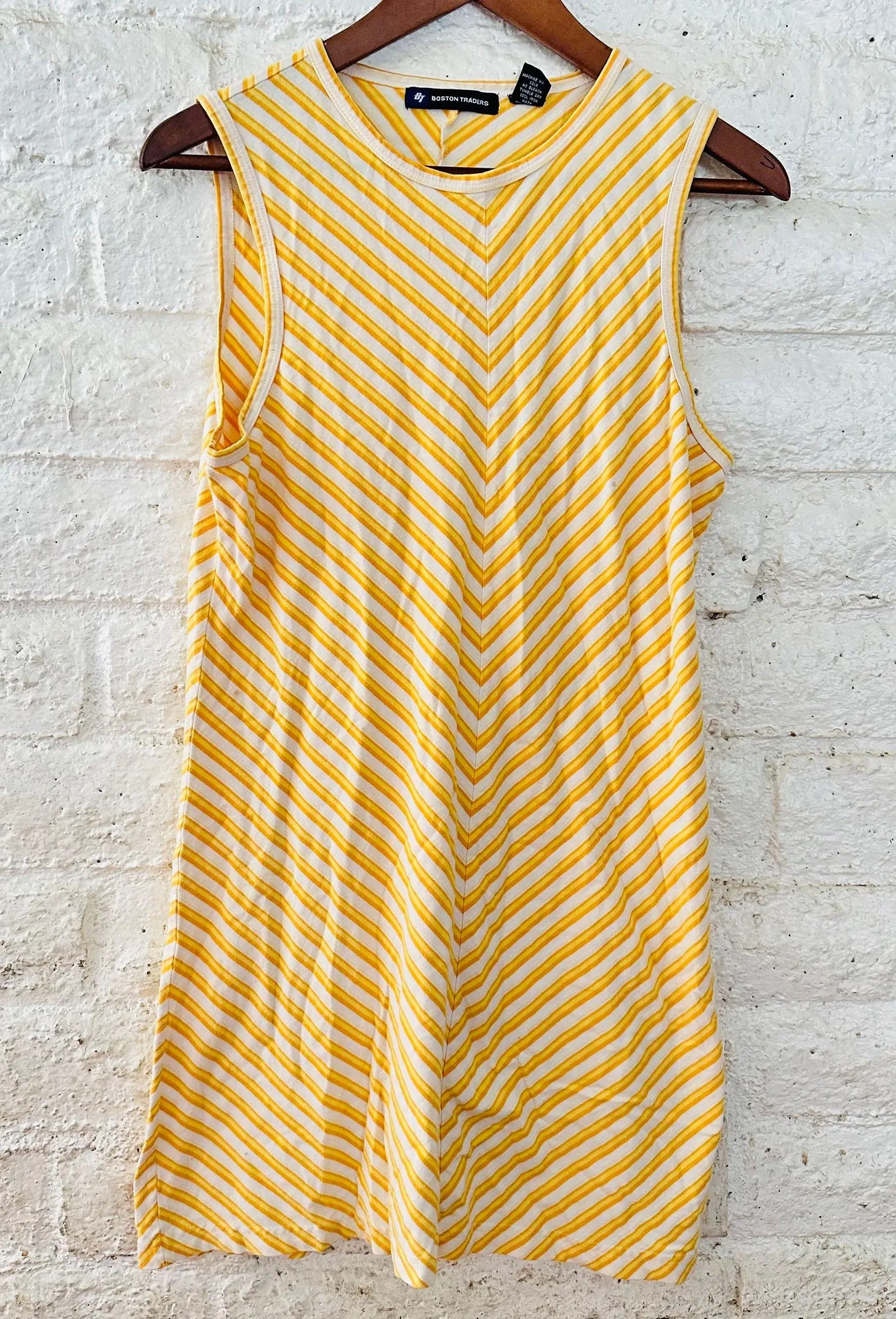 BOSTON Trades Stripe Sleeveless Dress Womens Sz L Yellow Size L - Image 2