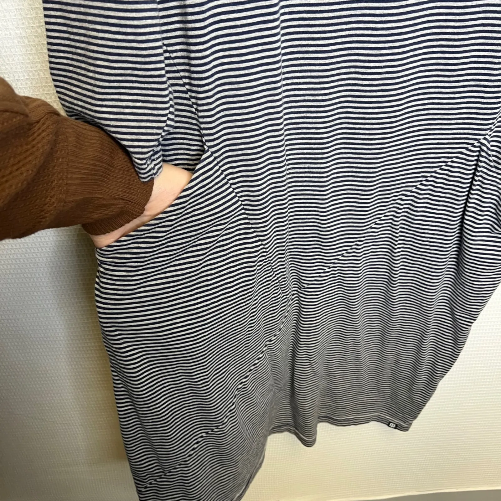 Betabrand Striped Boatneck 3/4 Sleeve Pocket Dress XL - Image 3