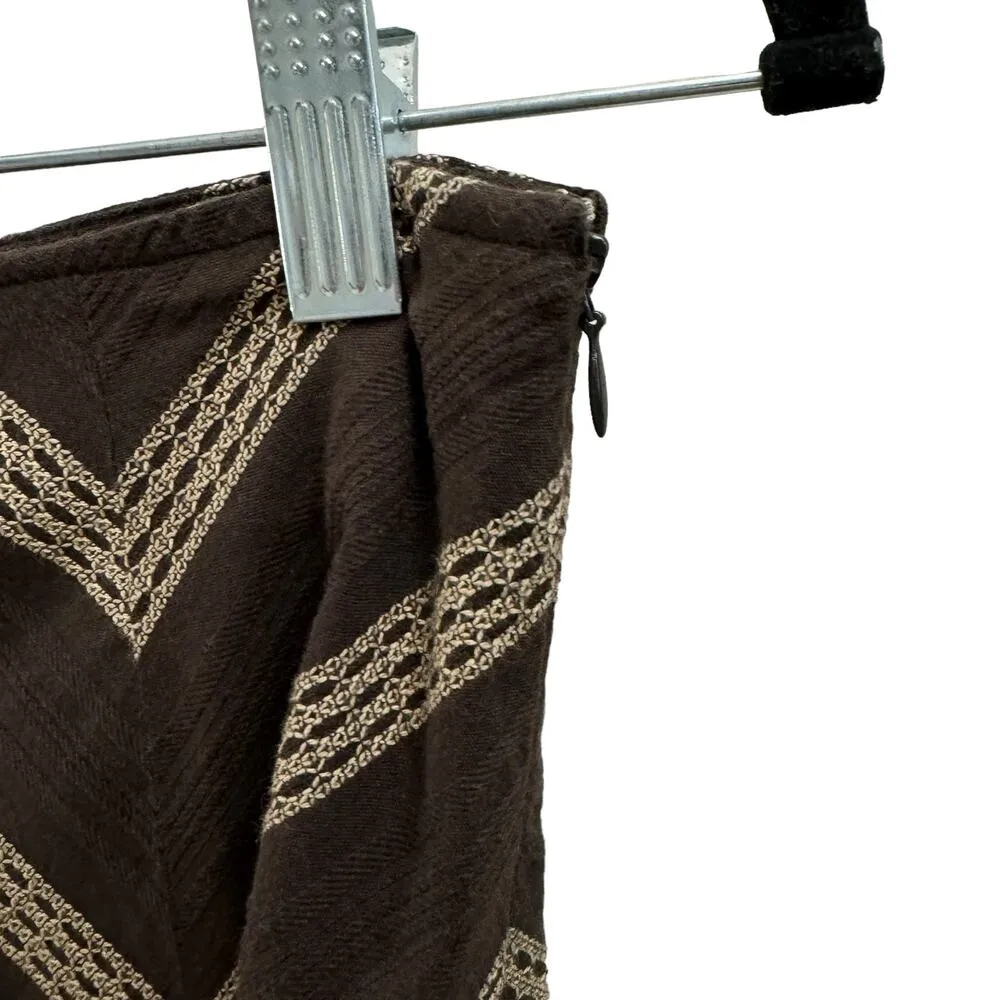 Ann Taylor Brown Chevron Crochet Lace Hem Skirt - Image 4