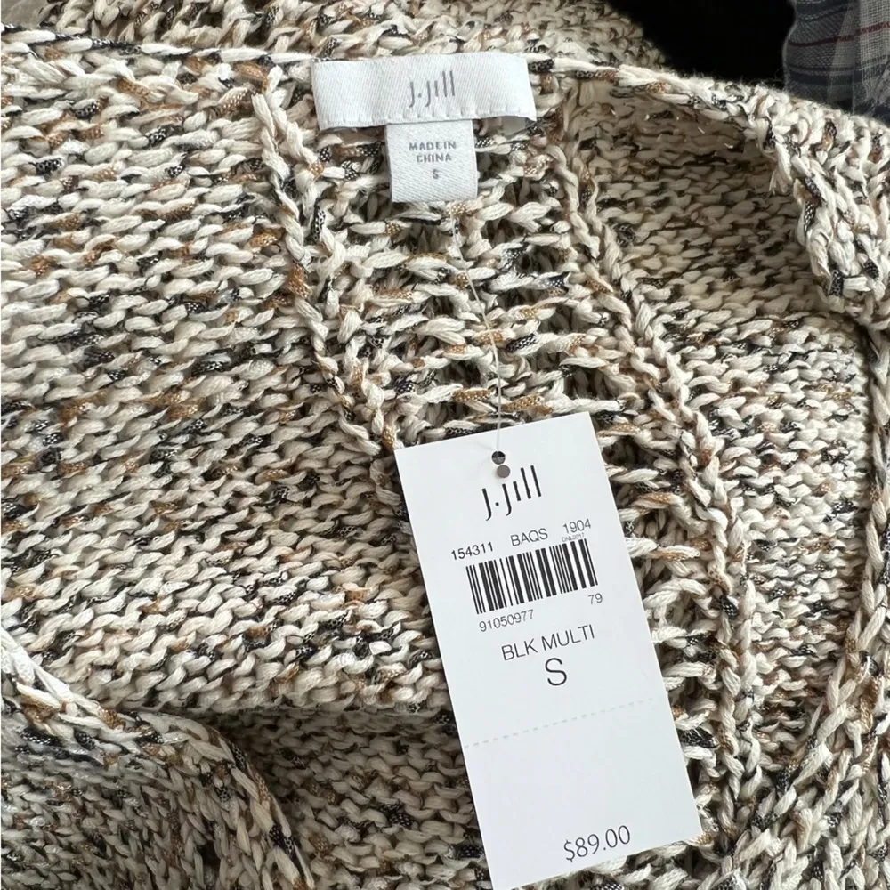 J. Jill Crochet Knit Sweater Black Multi V-Neck Size S New w/Tag - Image 8