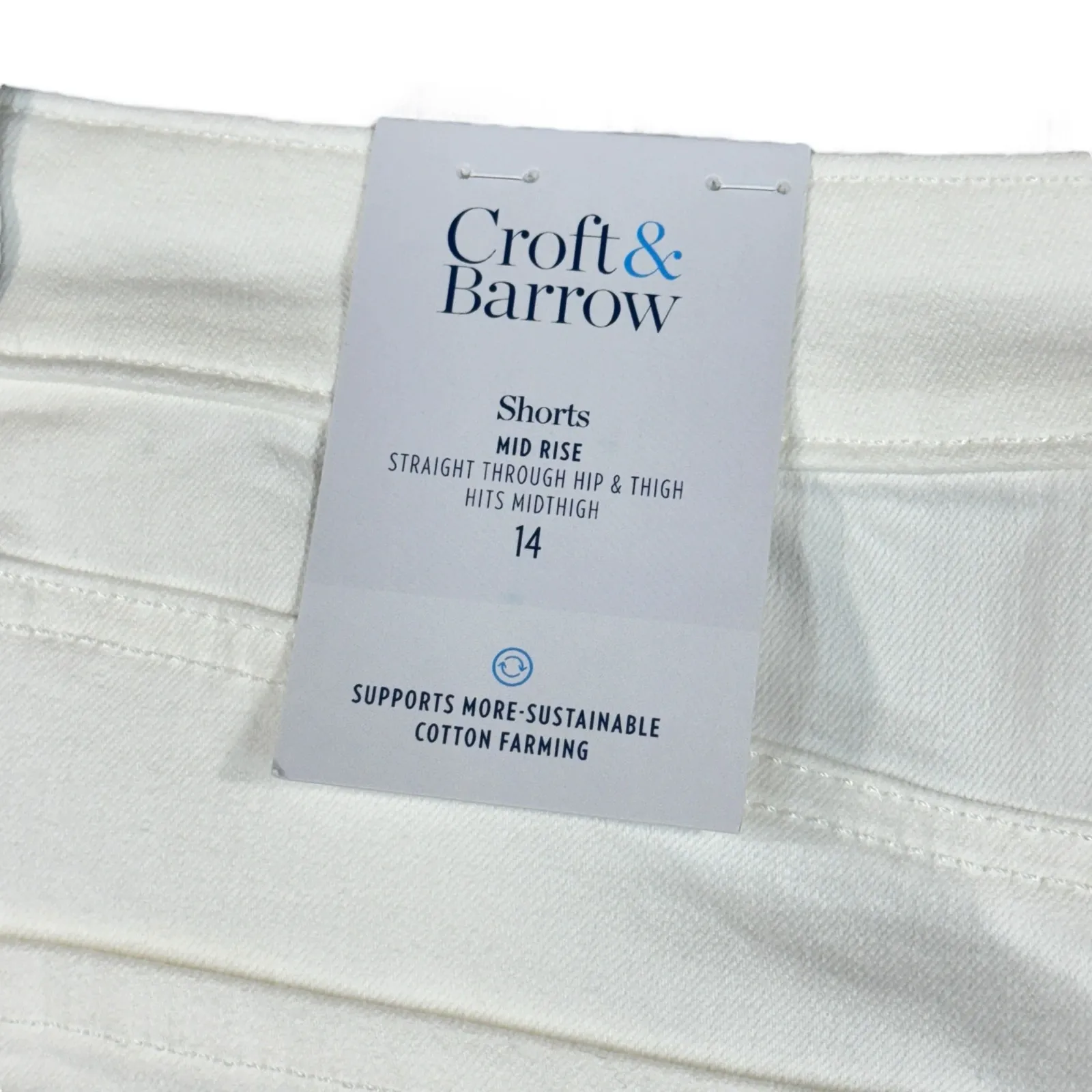 Croft & Barrow SZ 14 Bermuda Jean Shorts Mid-Rise Stretch Zip-Fly Pockets White - Image 4