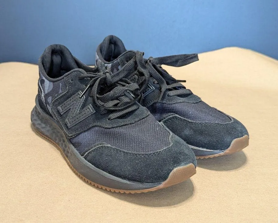 New Balance Fresh Foam X70 Sneakers Black Suede Womens 5.5 Boys 4 Camo Lace Up - Image 3