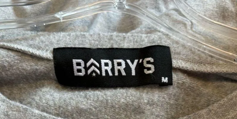 Barry’s Bootcamp Crewneck Sweater Cropped Pink Logo Mixed Media Medium Active Gray - Image 3