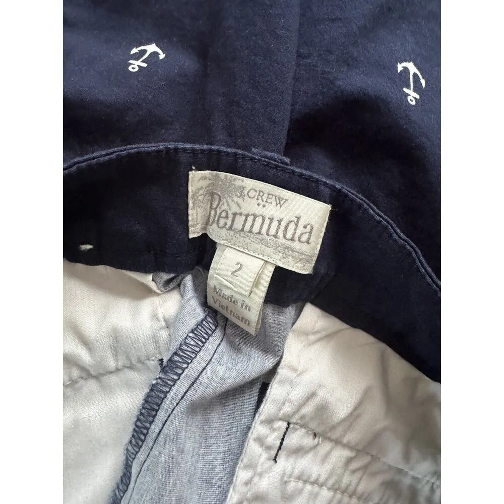 J. Crew Navy Blue Anchor Print Long Modest High Rise Bermuda Shorts Women’s SZ 2 - Image 5