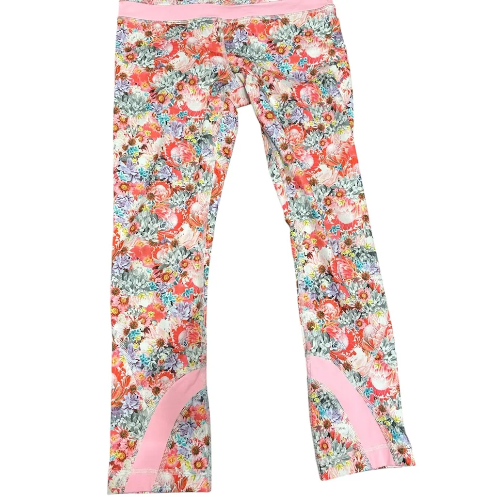 lululemon athletica Pink and‎ Red Leggings Vibrant Floral Design - Image 2