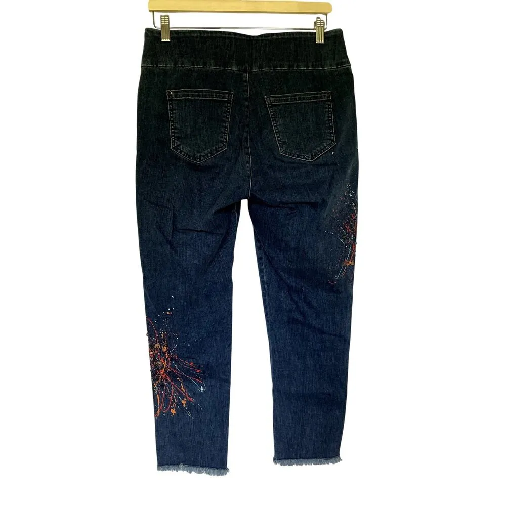 Lisette montreal jeans women's size 10 embroidered paint rock detail painted Blue - Image 8