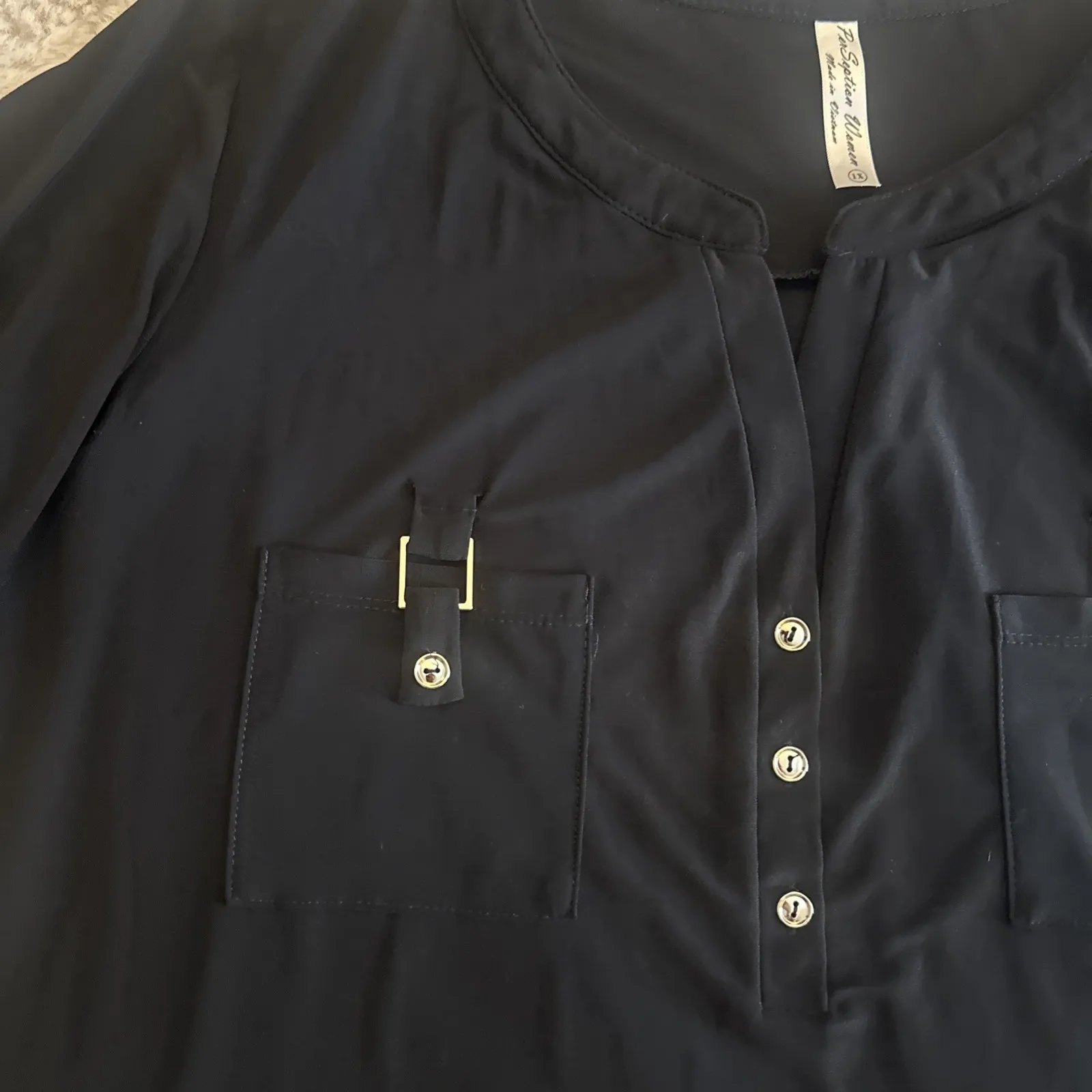 Perseption Women Shirt Size 1X Black Flowy ‎ Classic - Image 2