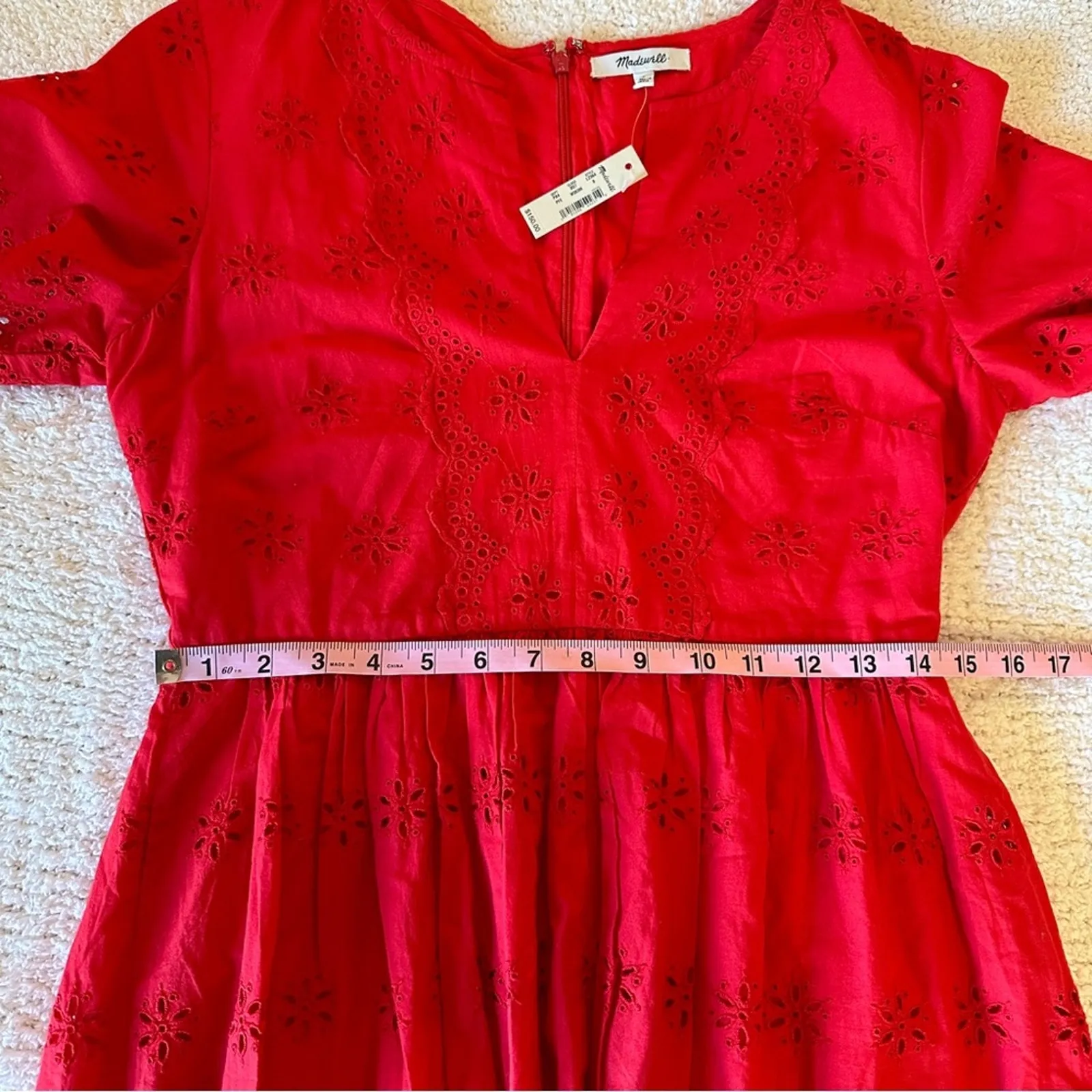 Madewell Prarie Embroidered Eyelet Midi Dress NEW 6  NWT Sleeves - Image 6