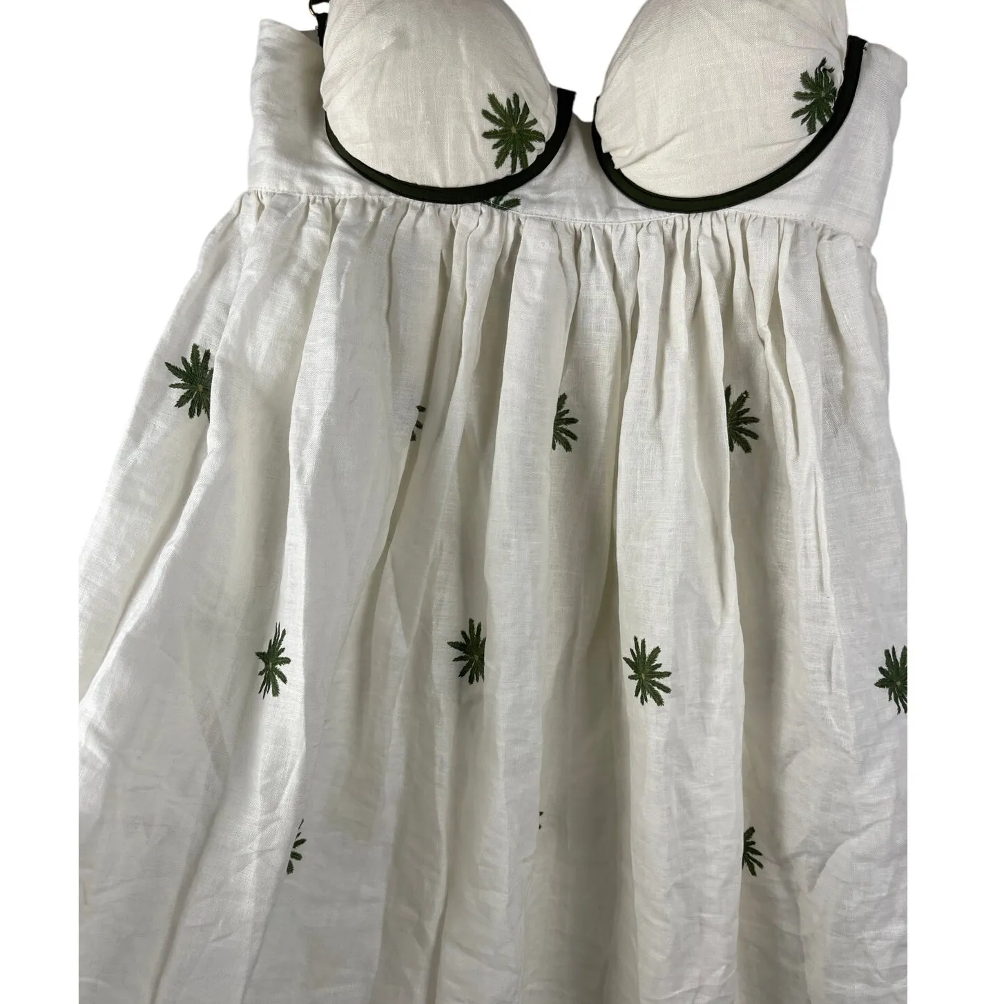 ANCORA The Shaded Mermaid Draped Palm Tree Dress Linen Size Large Green - Image 5
