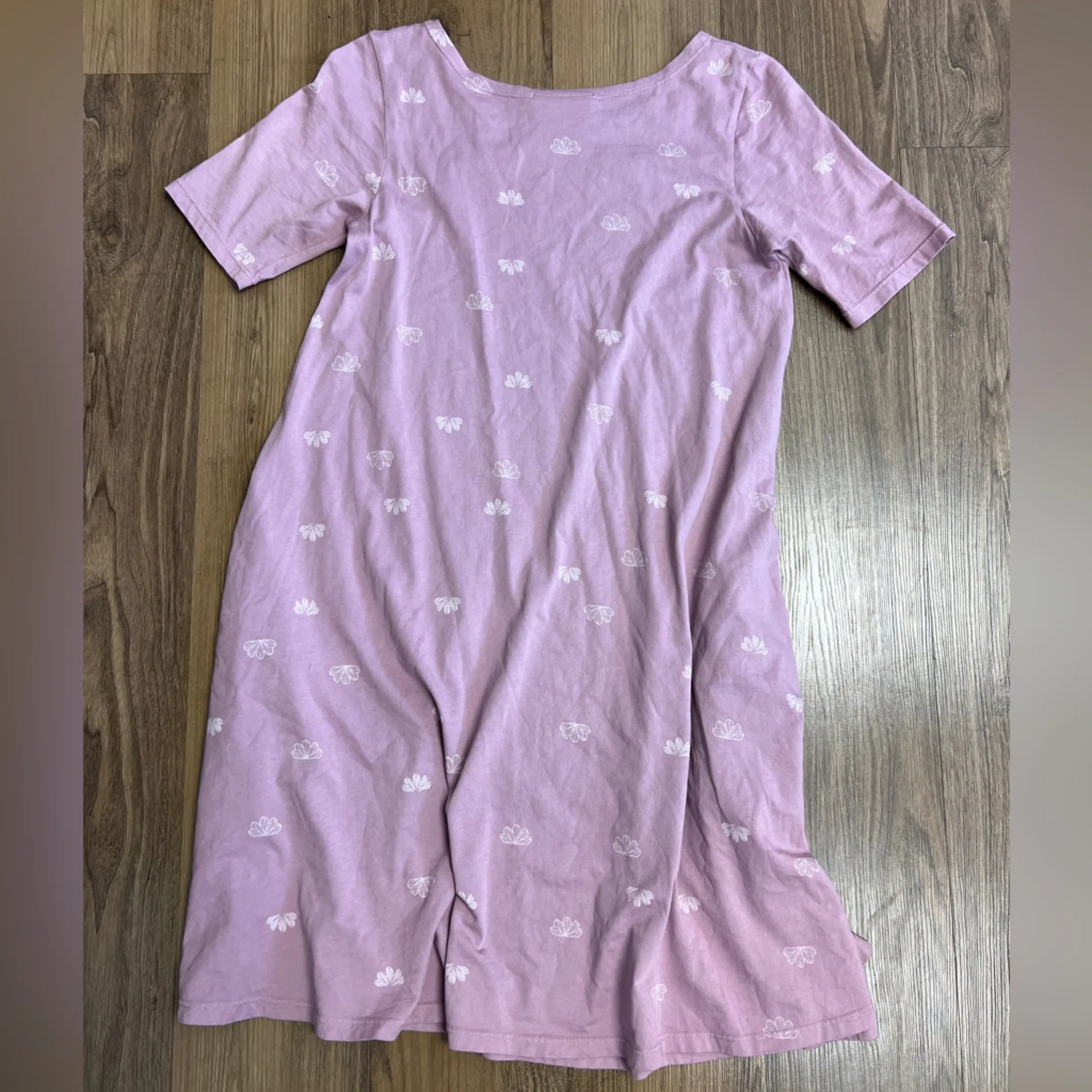 Laha’ole Lahaole Lani Naupaka Mauve Lavender Tee Shirt Dress Flower Hawaiian Size XS - Image 5