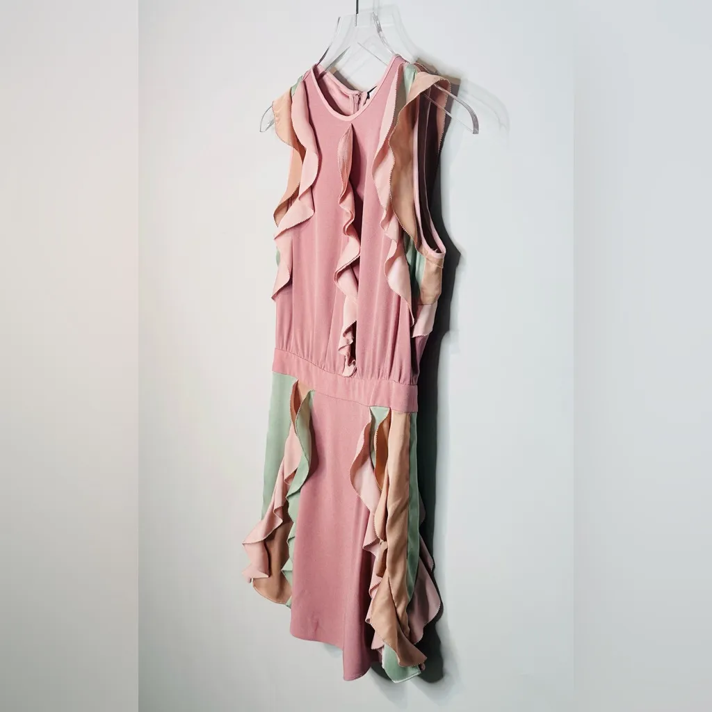 Alexis Keely Colorblock Blush Pink Sage Mint Green Ruffle Mini Dress NWT - Image 6