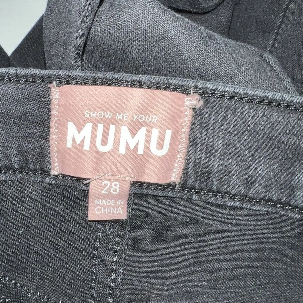 Show Me Your MuMu Soho Zip Up Skinnies Vintage Black Destructed Womens Size 28 - Image 5