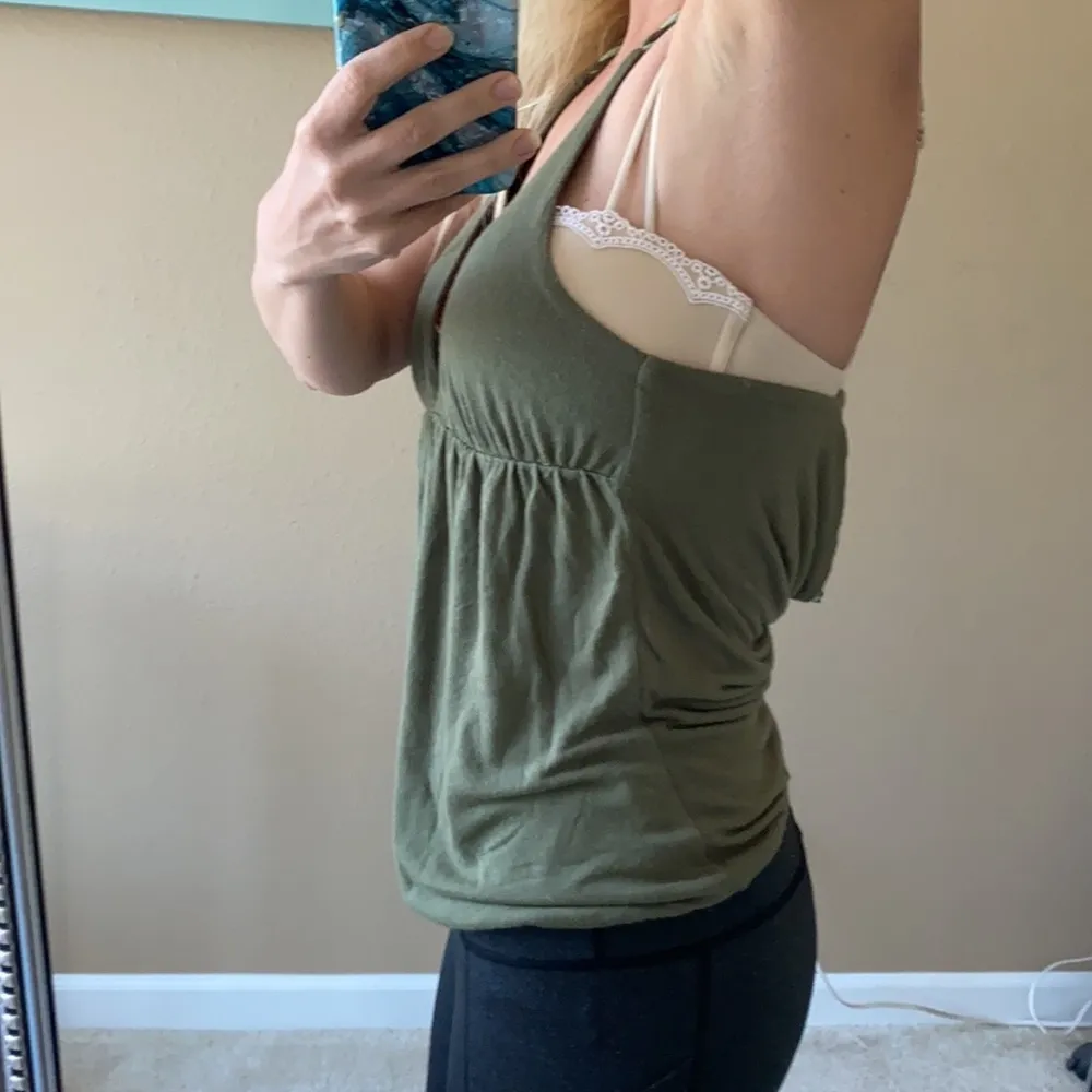 Olive army green  draping boho top - Image 6