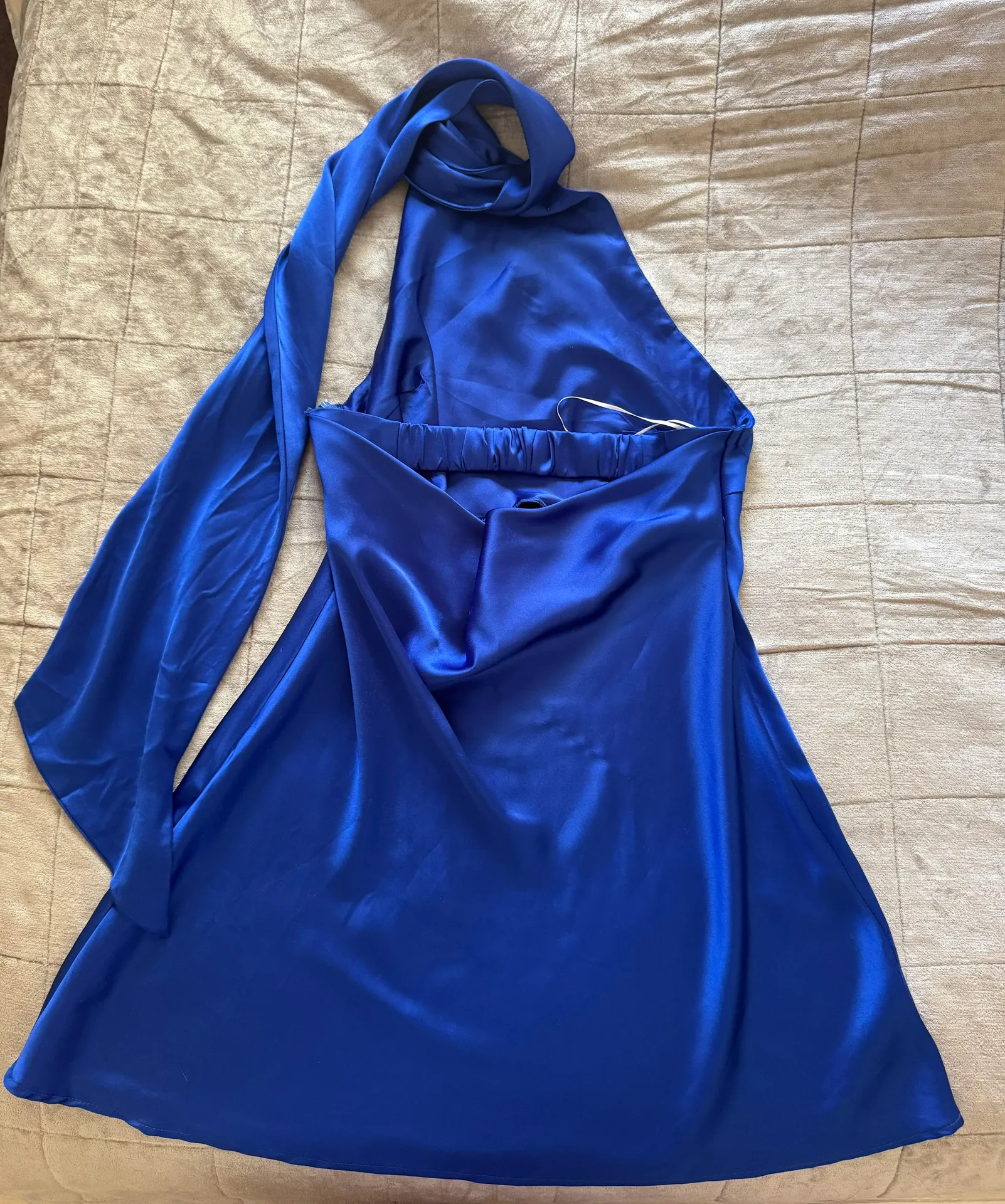 Luxe Arrival Satin Mini Dress Cobalt Blue - Image 3