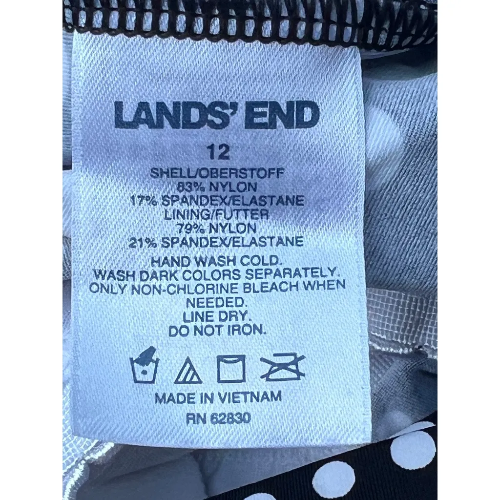 Lands' End Blouson Tankini Bathing Suit Polka Dot Size Sz 12 Molded Cups Bra Black - Image 6