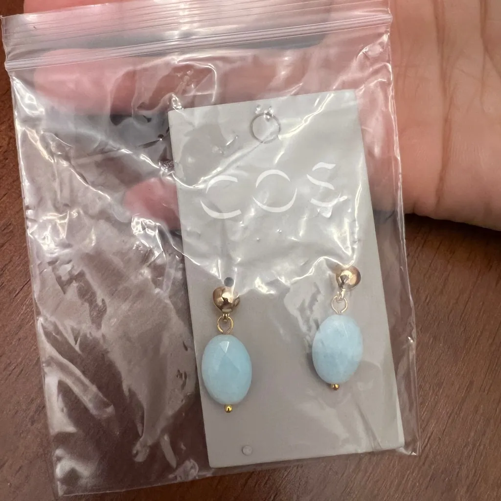 COS Gold and Blue Drop Earrings - Image 3