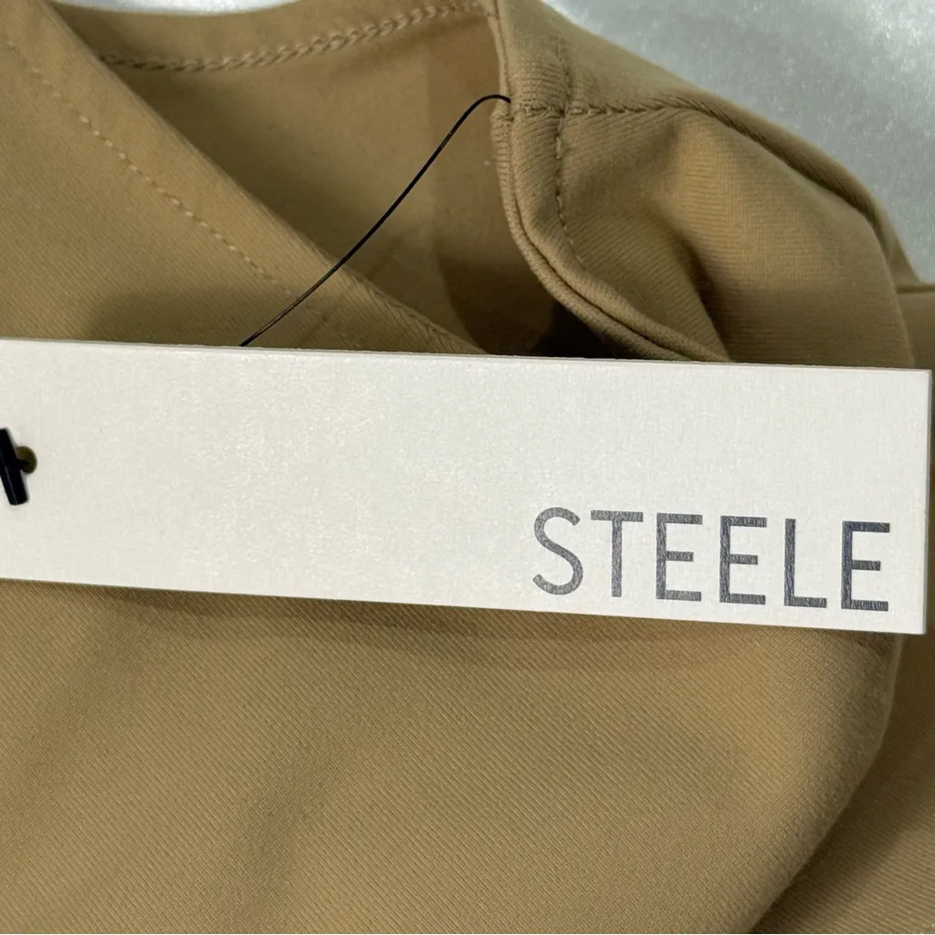 Steele Anthropologie Crop Top V Neck Sleeveless Large Tan Capsule Wardrobe New - Image 7