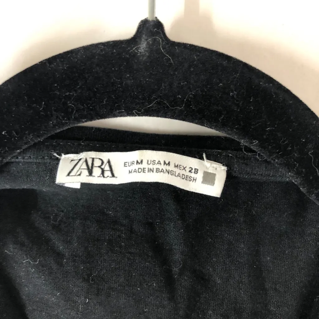 Zara Womens Tank Top Tie Knot Shoulders Scoop Neck Black M - Image 3