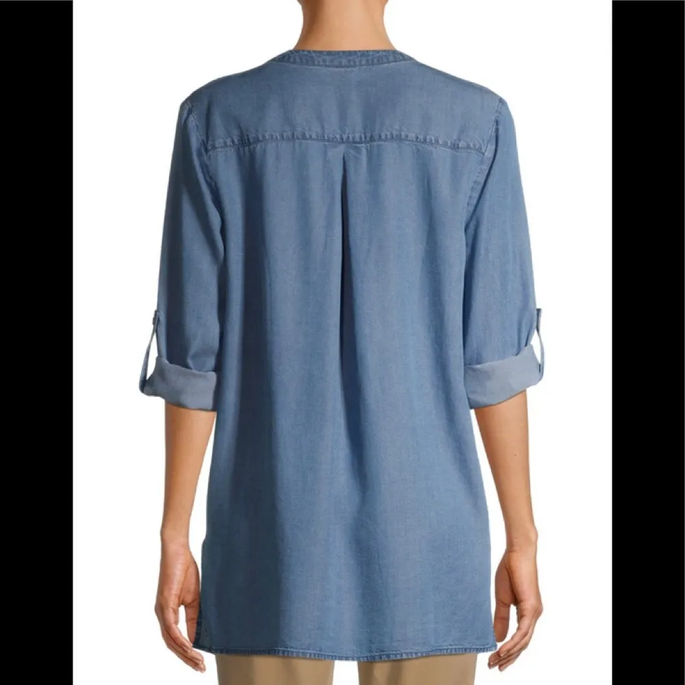 Time and Tru Womens Maternity Top Size Large 12-14 Denim Look Buttoned Down New - Image 6