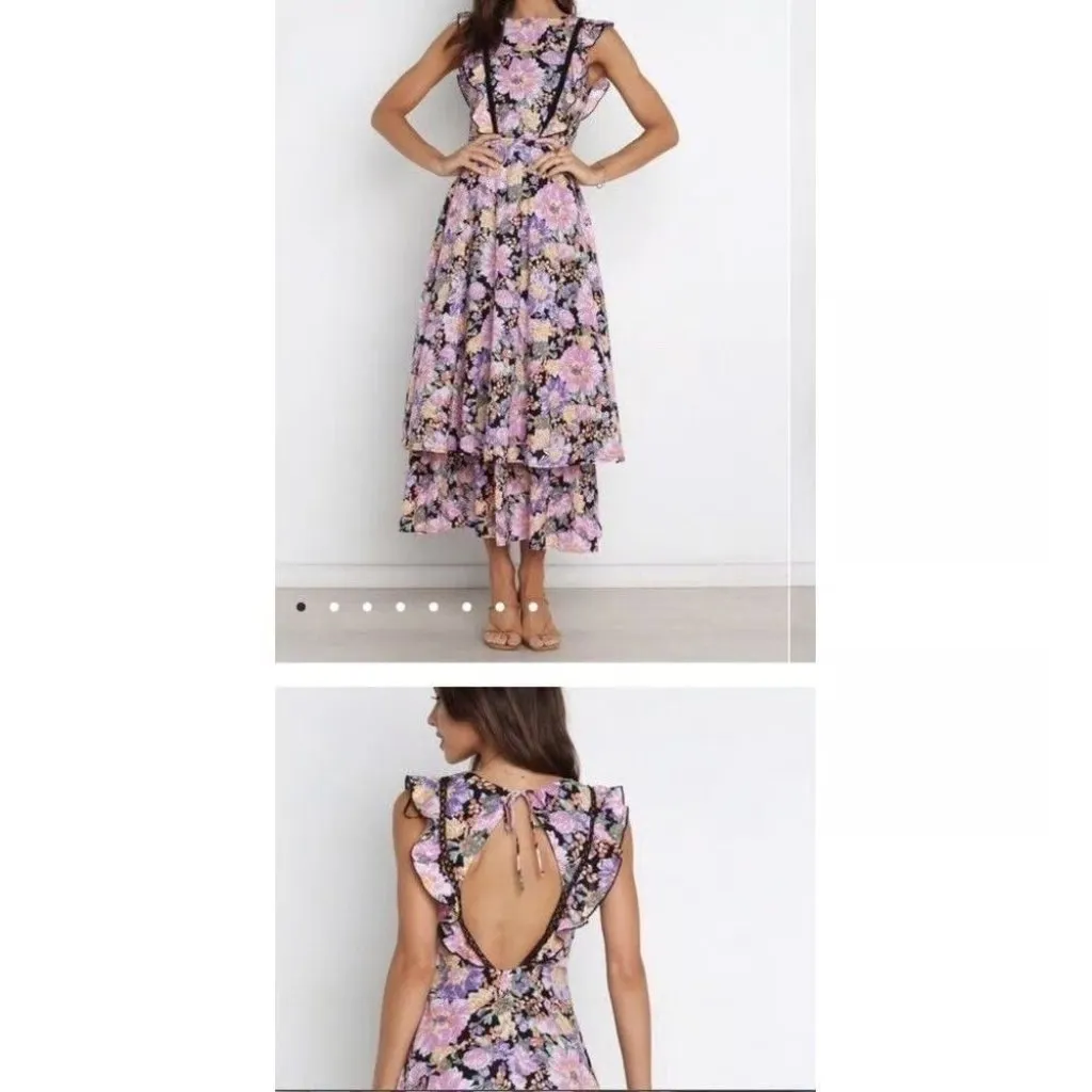 PETAL AND PUP Delphina Floral Midi Dress Size US 2 NEW NWT Pink - Image 4