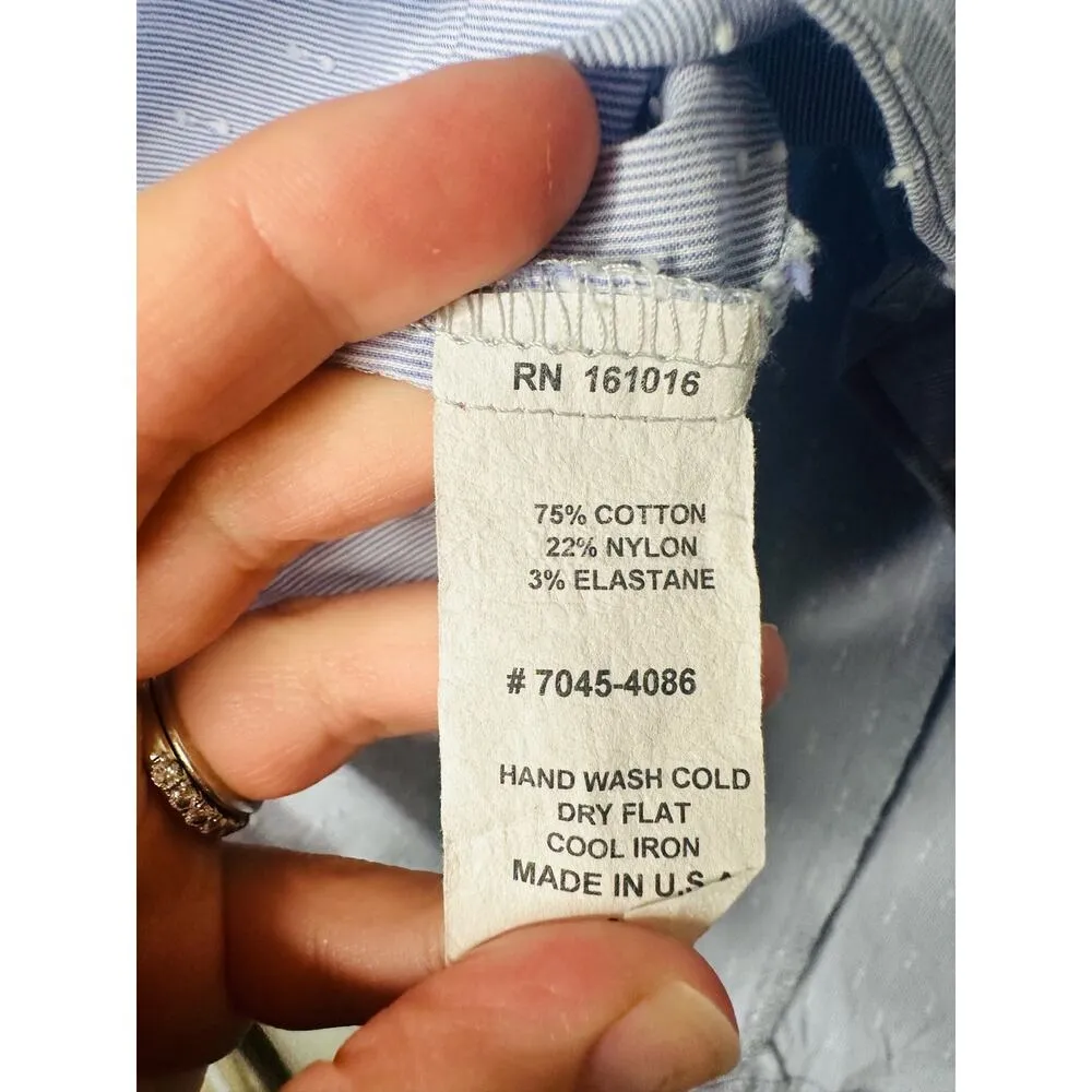 WAVERLY GREY Light Blue Dots Line Up Short Sleeve Top Size Medium - Image 11