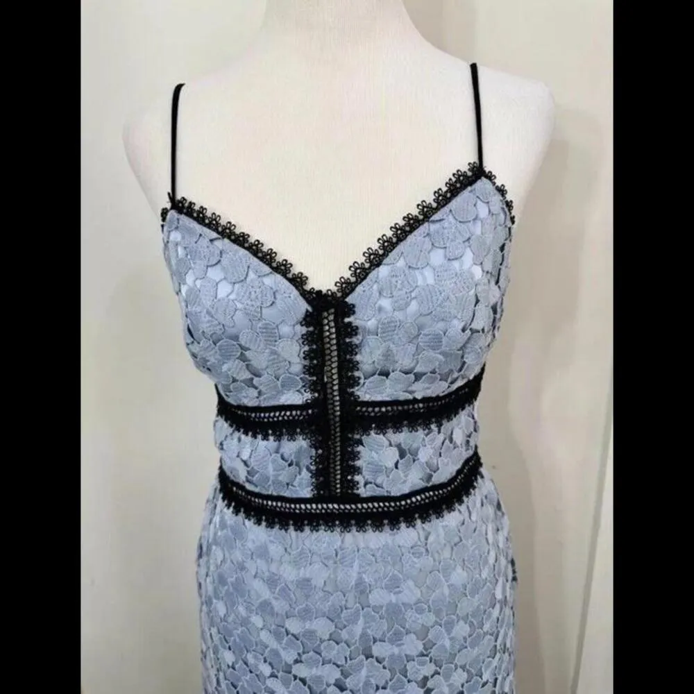 Jill Jill Stuart Blue Lace Crochet Elle Sleeveless Cocktail Midi Tea Dress Sz 4 - Image 4