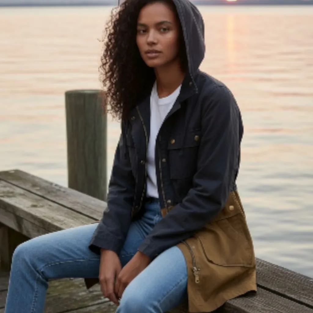 J. Crew Colorblock Barn/Chore Waxed Cotton Field Jacket EUC Size S     F215 - Image 9