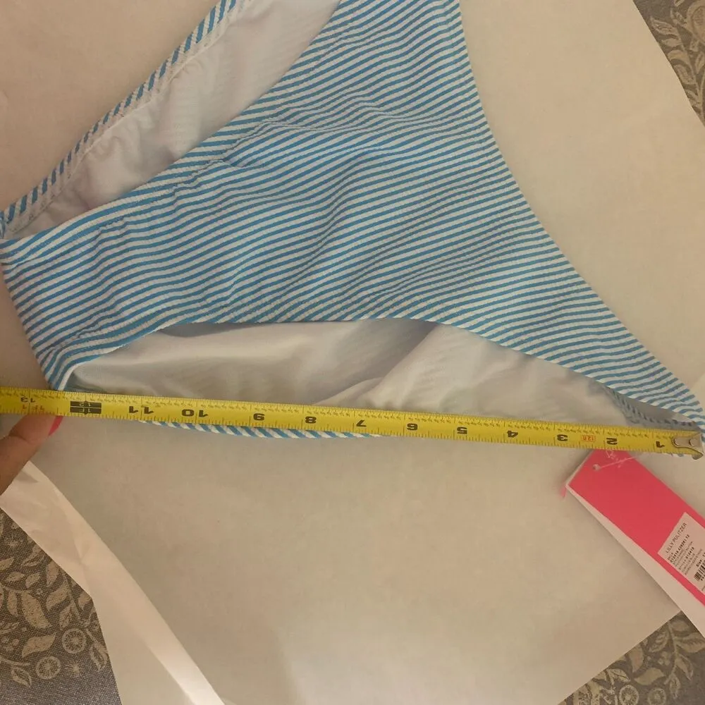 Lilly Pulitzer Cumulus Blue Seersucker Stripe Bikini Bottom Swim Size 12 NWT - Image 7