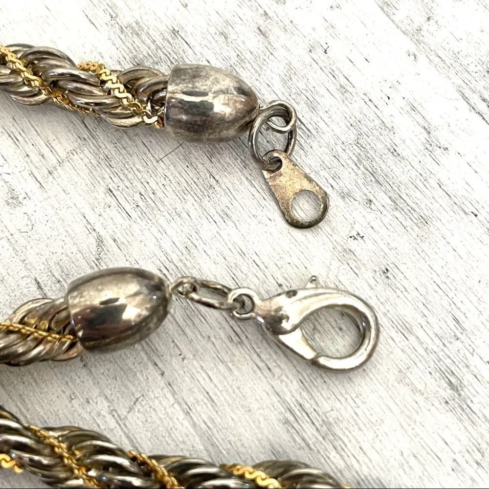 Silver and gold tone twisted necklace - Image 9