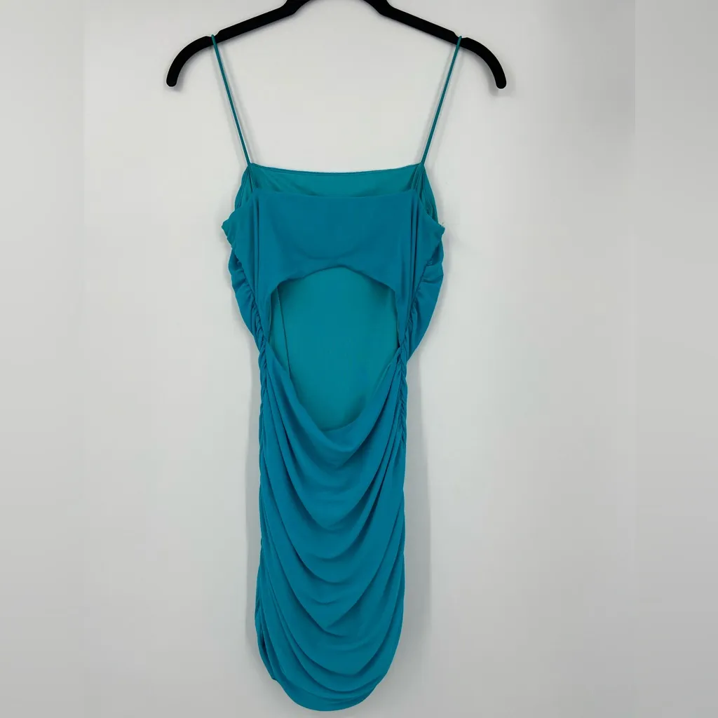 Princess Polly Turquoise Green Mini dress, spaghetti straps, Ruched sides, SZ‎ 6 - Image 3