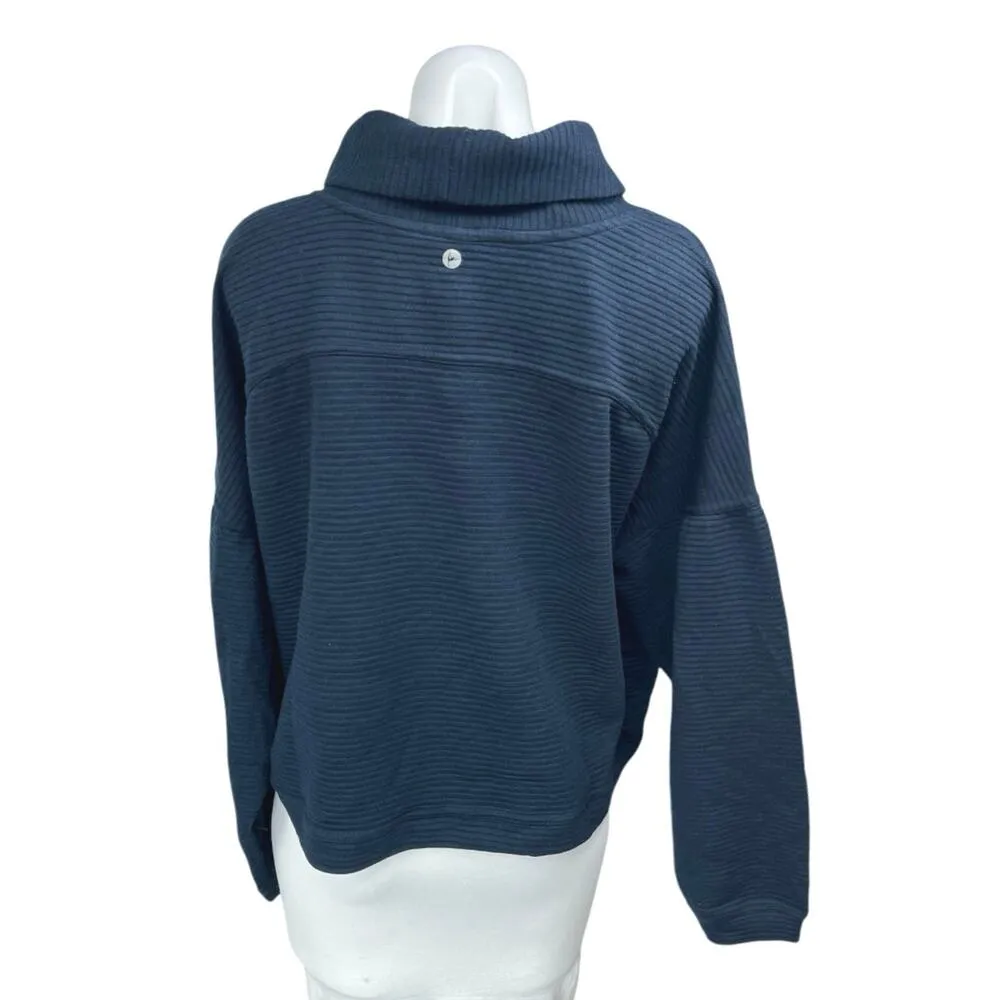 NEW 90 Degree Women's Blue Rib Knit Long Sleeve Turtleneck Sweater Top Size XL - Image 2