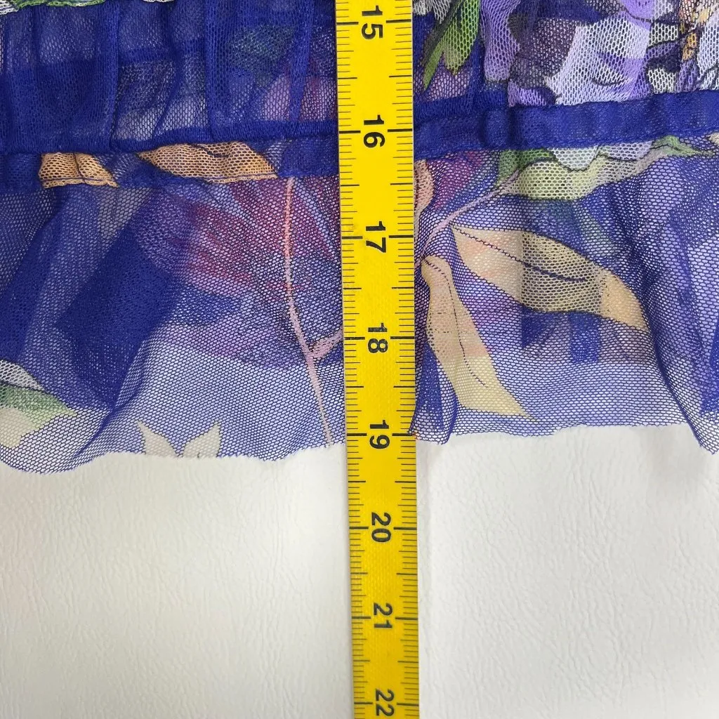 NWOT Johnny Was Biya Giana Mesh Floral Top Blouse Size M Blue - Image 11