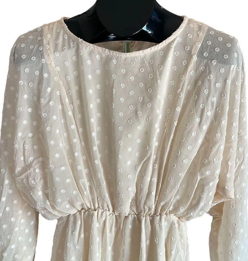NWT Urban Outfitters Lumiere Mini Dress Long Sleeves Cream Size S - Image 7