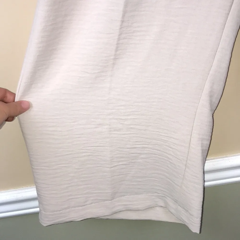 Women’s Cream Wide Leg Lightweight Cropped Trouser Pull-On Pants - Image 4