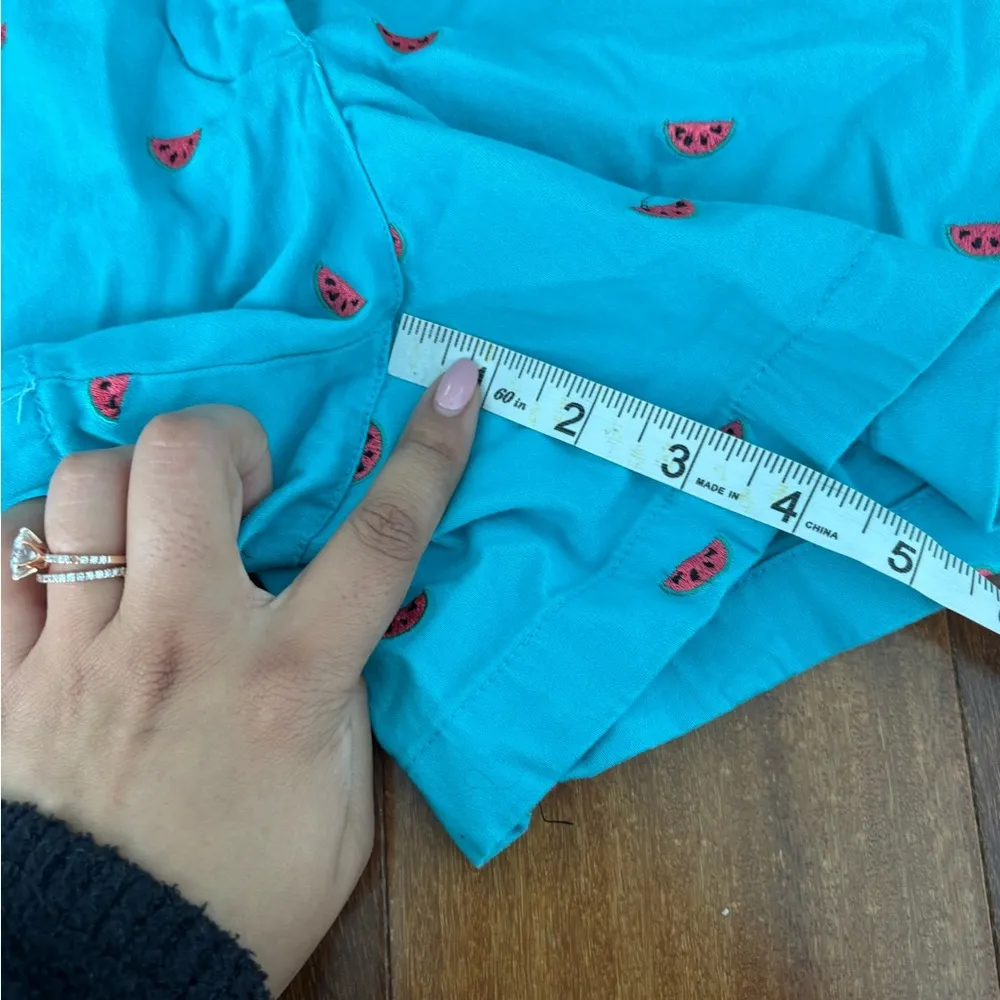 Cambridge Dry Goods Turquoise Shorts with Floral Accent Blue Size 6 - Image 6