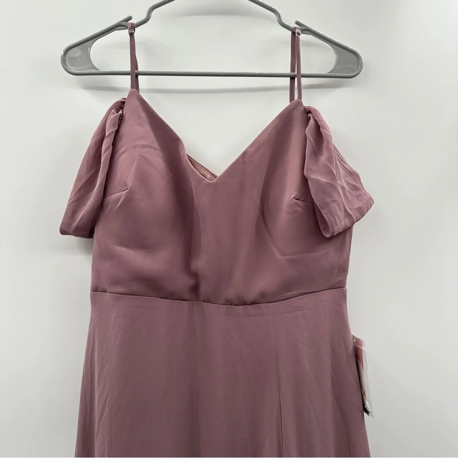 Birdy Grey Devin Convertible Chiffon Maxi Bridesmaid‎ Dress Dark Mauve Sz M NEW - Image 4