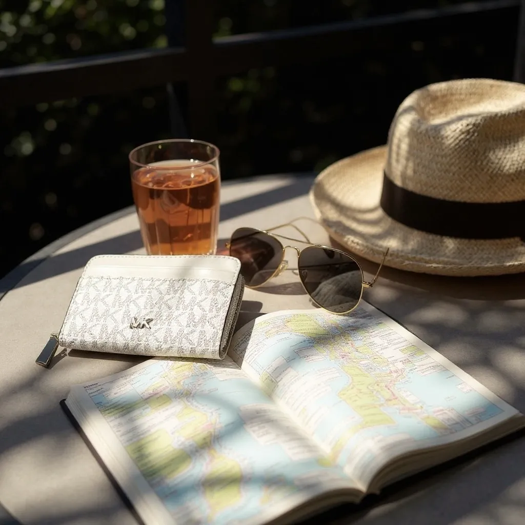 Michael Kors Jet Set Travel Medium Zip Around Card Case Wallet Vanilla Logo - Image 2